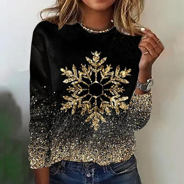 Women's festive snowflake pullover for holiday glam