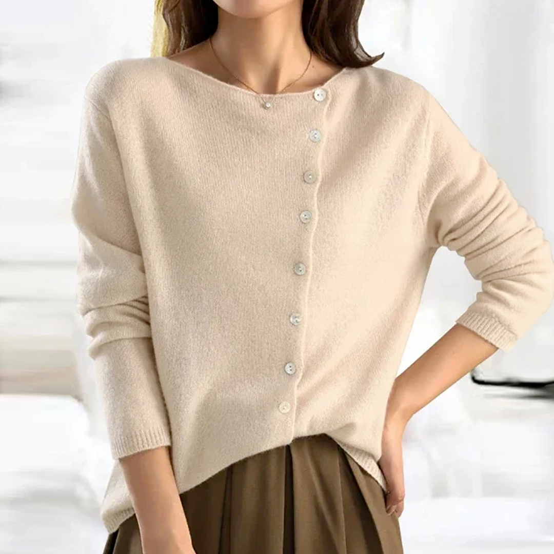 Women's soft button-up sweater for elegant comfort