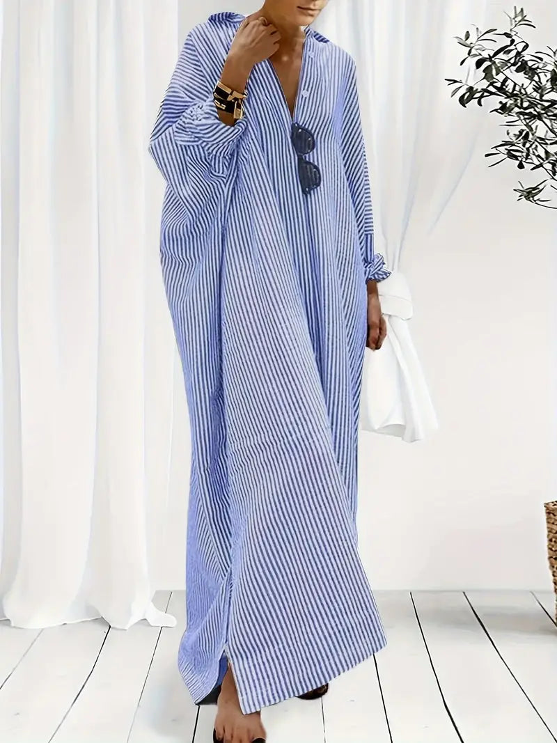 Women's striped maxi kaftan dress