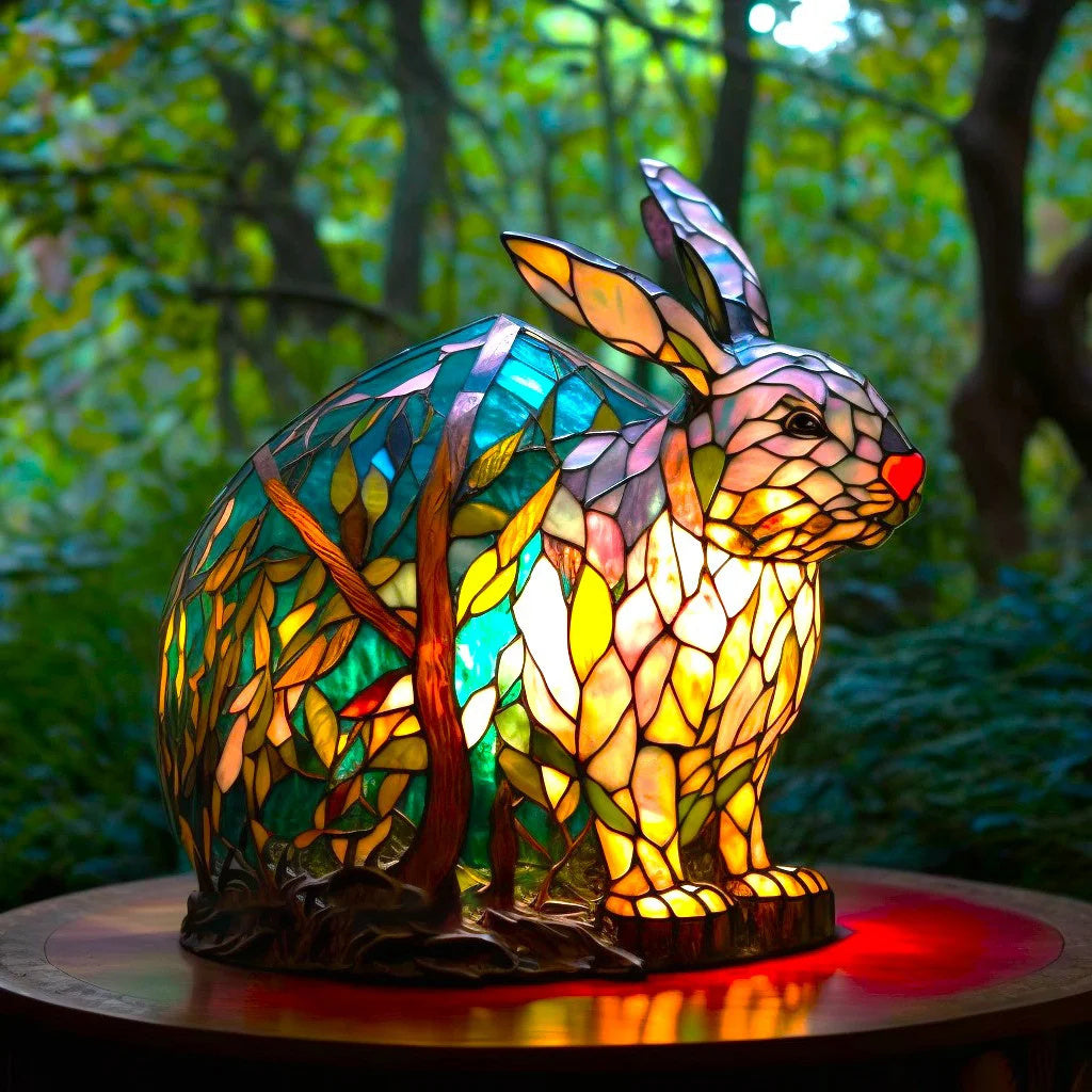 Tiffany-Style Stained Glass Elephant Table Lamp