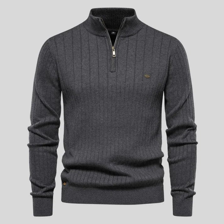 Men's city style slim fit half zip stand collar sweater