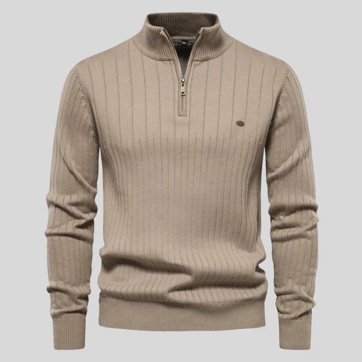 Men's city style slim fit half zip stand collar sweater