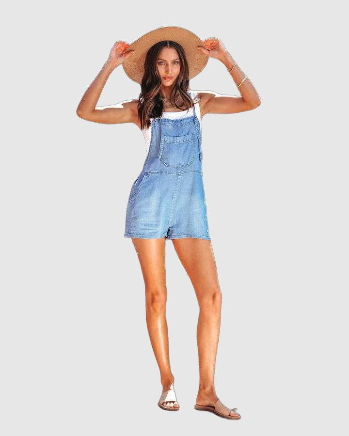 Willa - Women's casual denim overall shorts