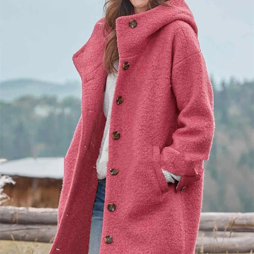 Women's hooded knotted design coat