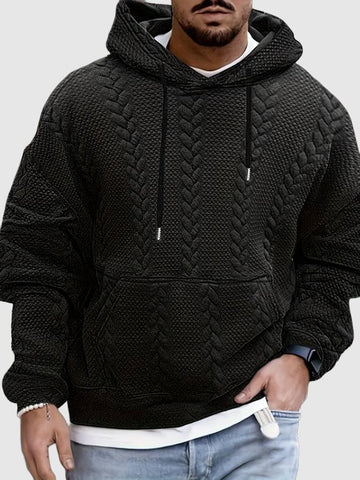 Men's hooded cable knit sweater