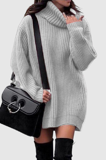 Soraya -  Casual Turtleneck Long Sleeve Dress