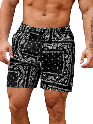 Men's Swim Shorts  – Relaxed Fit – Bandana Print – Mid-Thigh