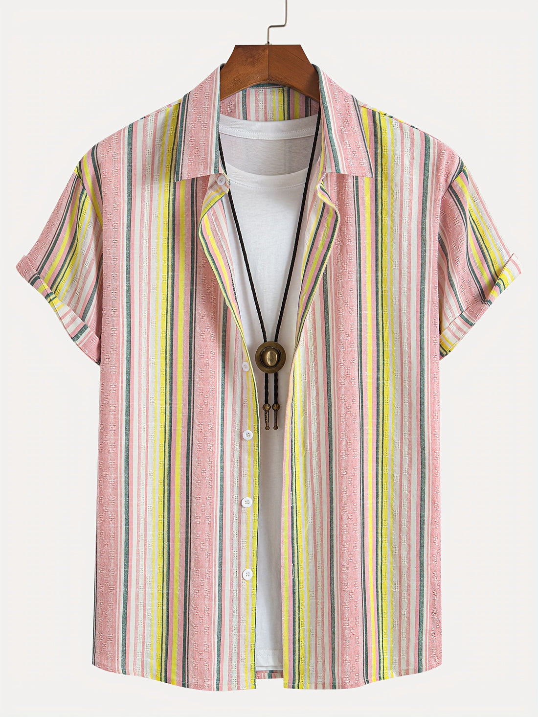 Cotton striped short sleeve shirt for men