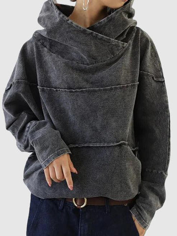 Women's washed-effect cowl neck hoodie