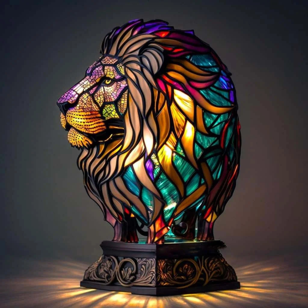 Tiffany-Style Stained Glass Elephant Table Lamp