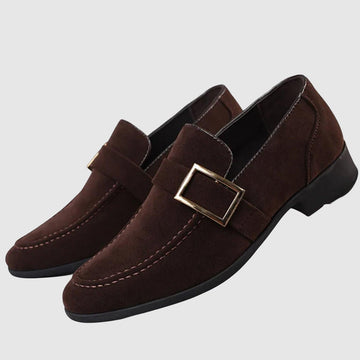 Men's faux leather shoes with buckle design