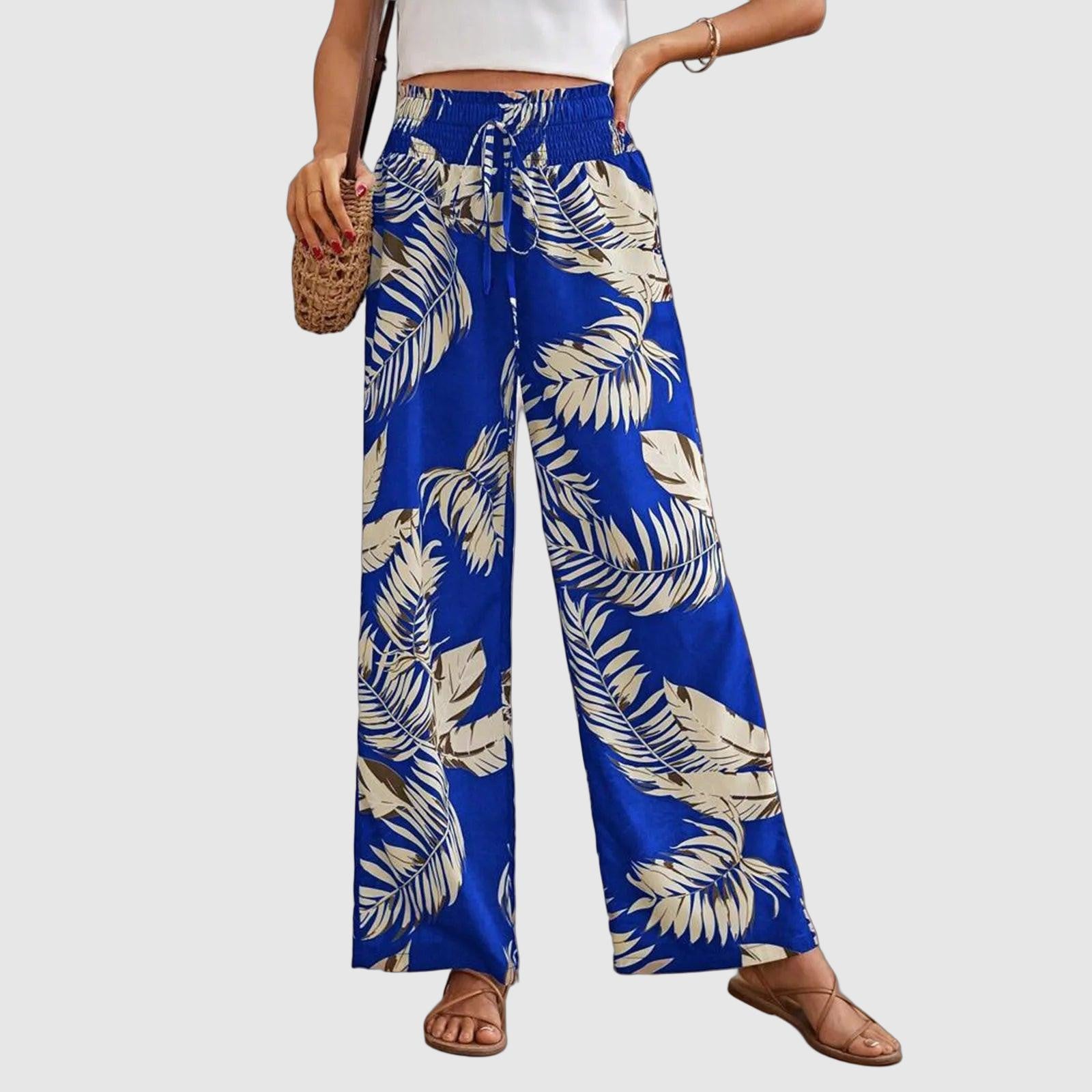 Leah - blue wide trousers with pattern