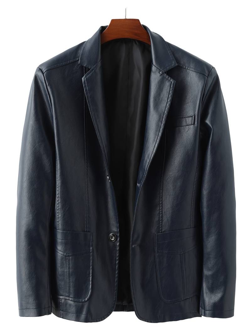 Men's faux leather blazer jacket