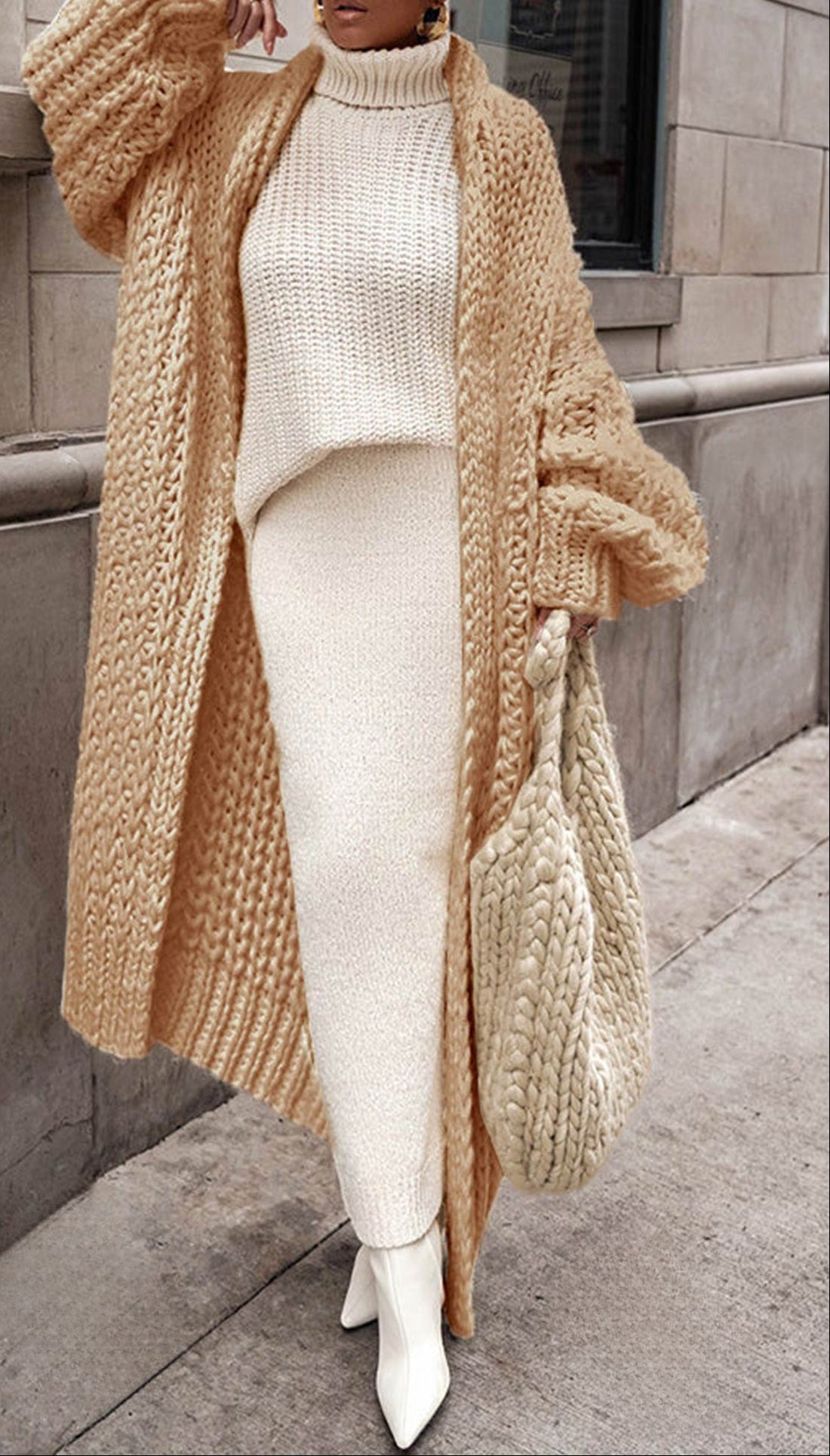 "Willow" Floor-Length Cable Knit Cardigan