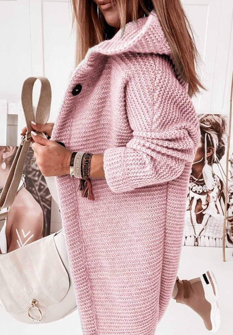 Women's cozy hooded knit cardigan