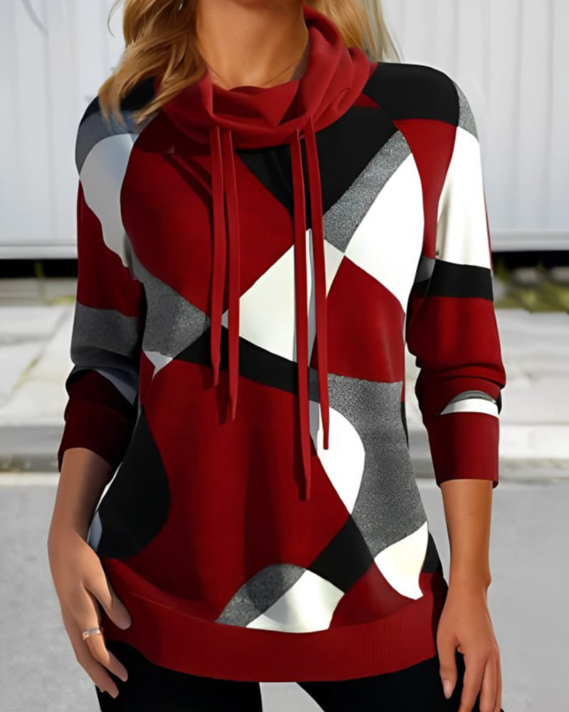 Women's color block cowl neck sweatshirt