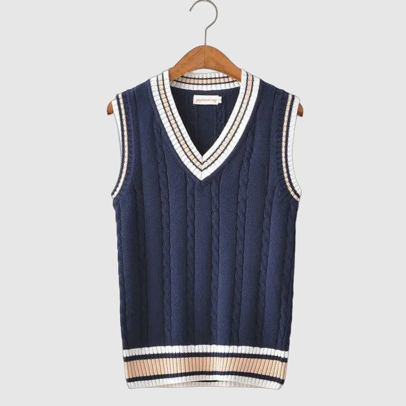 Men's v-neck sleeveless cable knit sweater vest