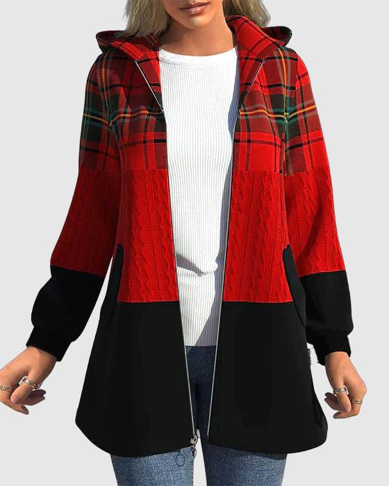 Women's plaid hooded cardigan for cozy casual wear