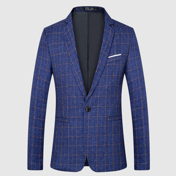 Men’s Checkered Blazer - Slim Fit - Notch Lapel - Single-Breasted Two-Button