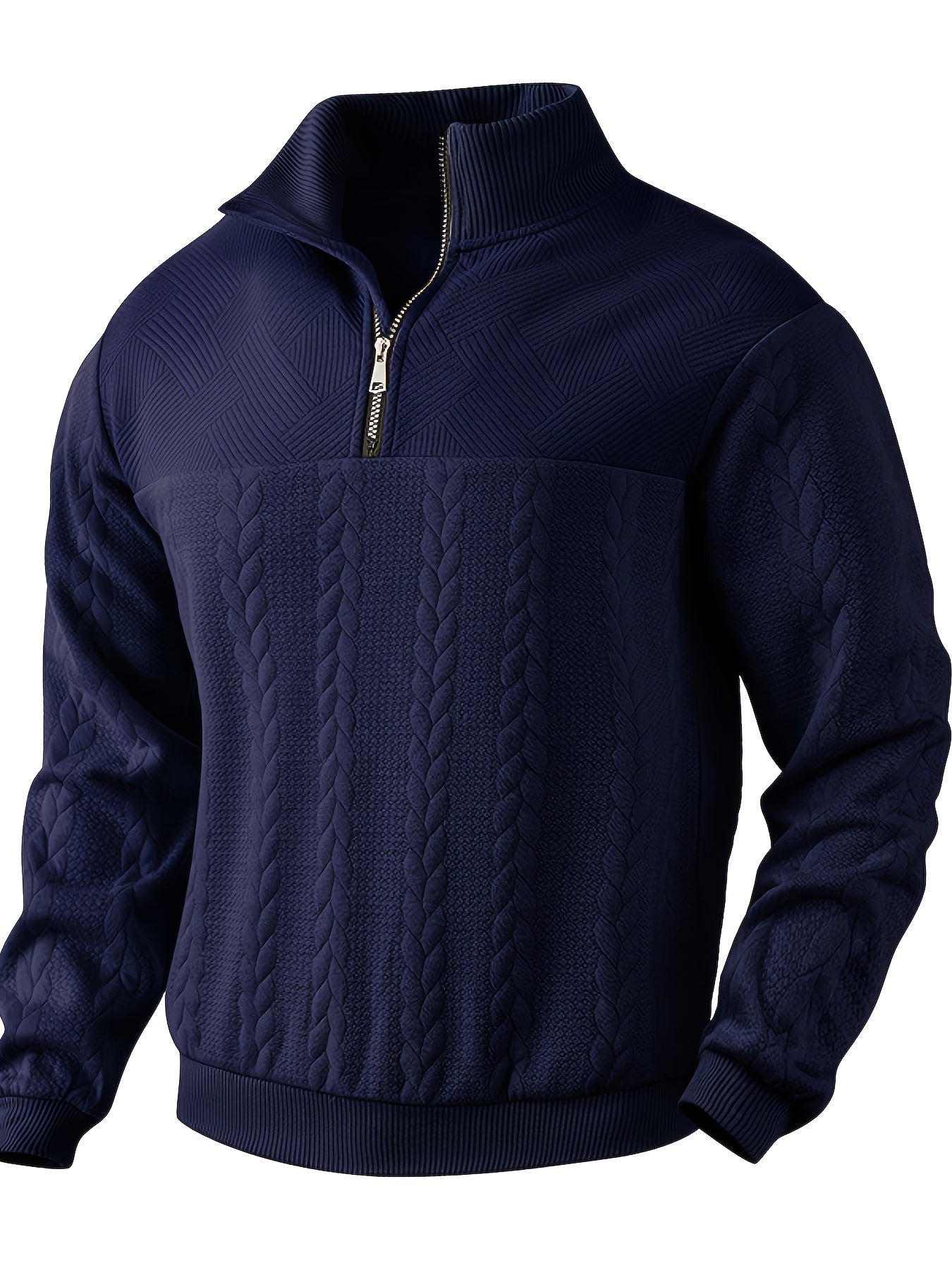 Stylish half zip collar sweater for men