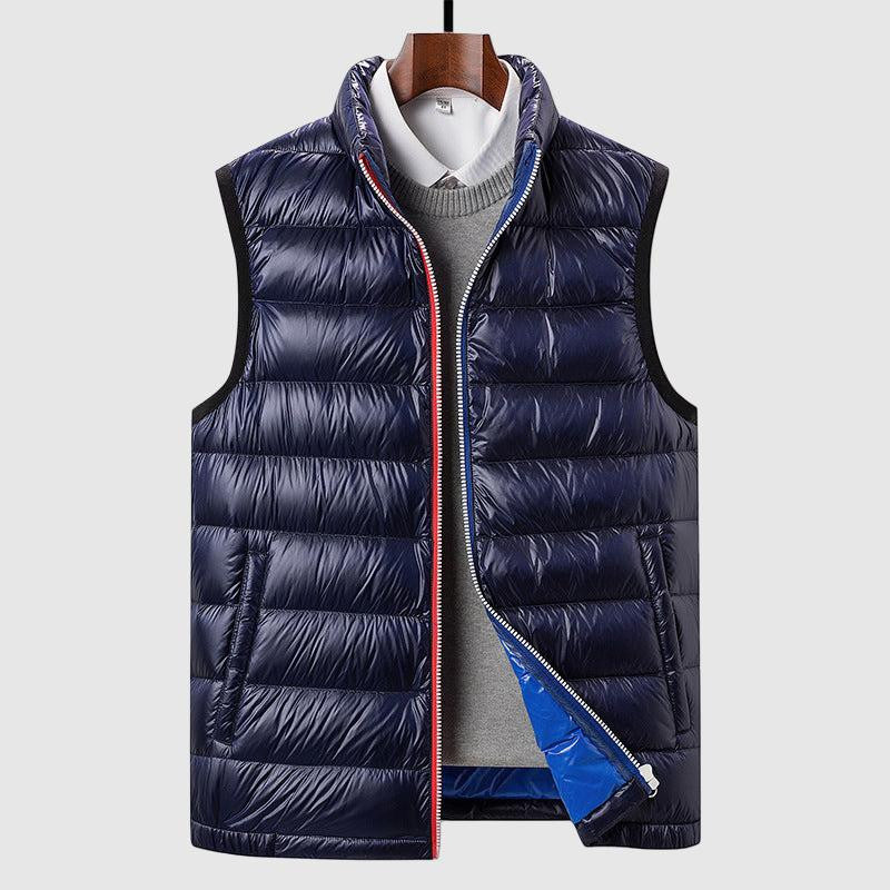 Men's sleeveless stand collar down vest