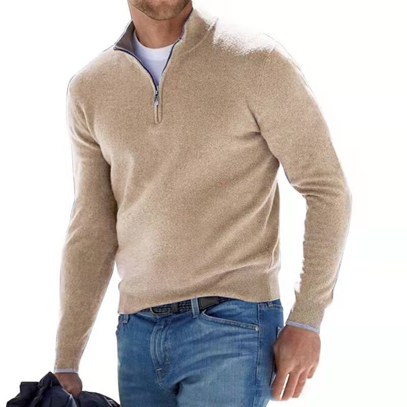 Men's casual long sleeve polo shirt with zipper design