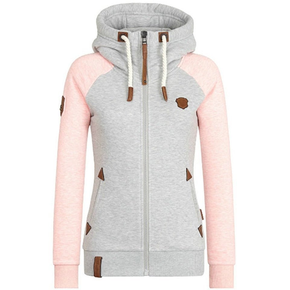 Women's long-sleeved hooded street style cardigan with zipper