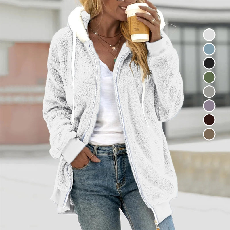 Women's sherpa-lined hoodie jacket