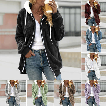 Women's sherpa-lined hoodie jacket