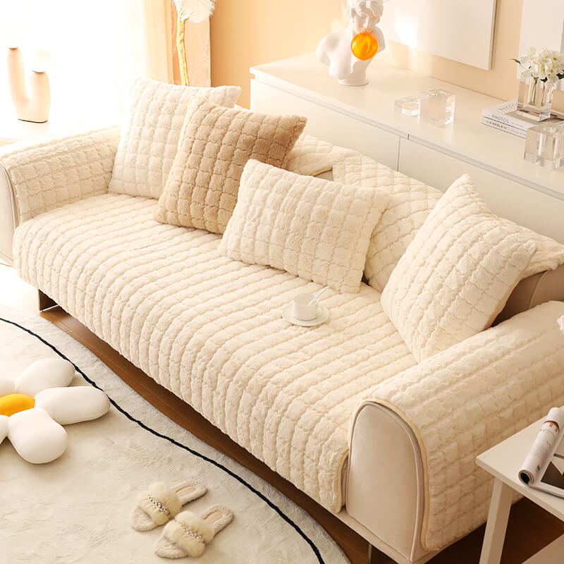 Plush Quilted Sofa Slipcover