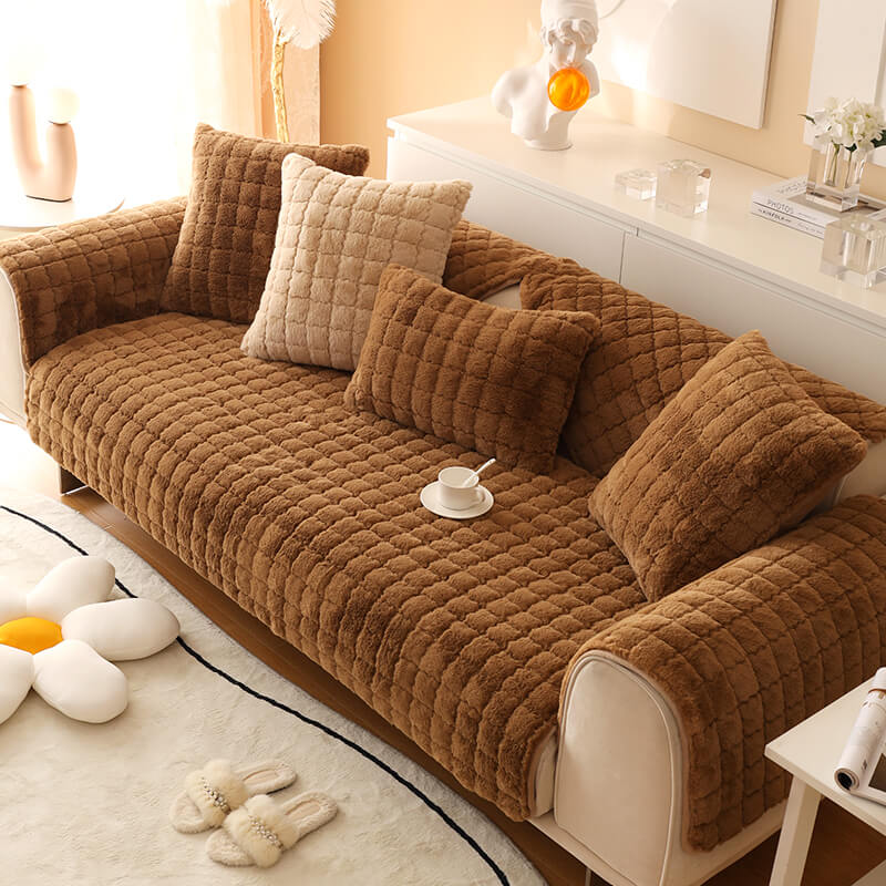 Plush Quilted Sofa Slipcover
