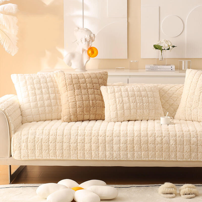 Plush Quilted Sofa Slipcover