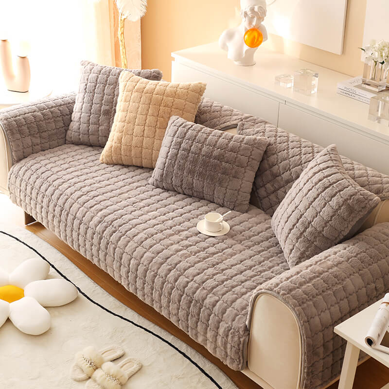 Plush Quilted Sofa Slipcover