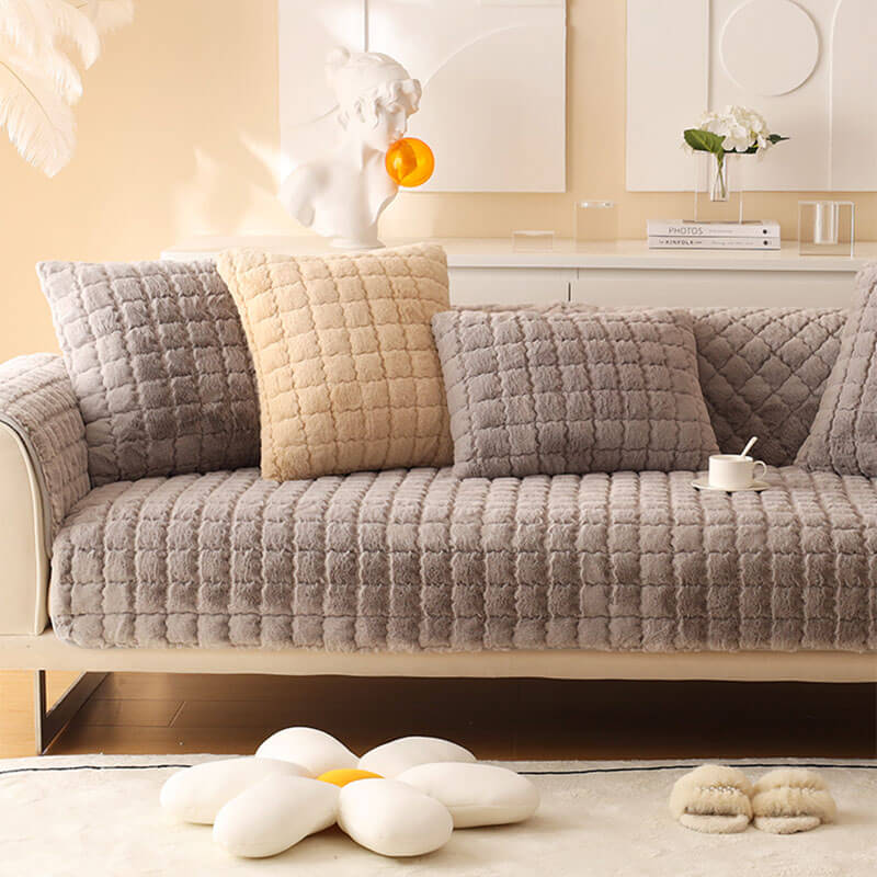 Plush Quilted Sofa Slipcover