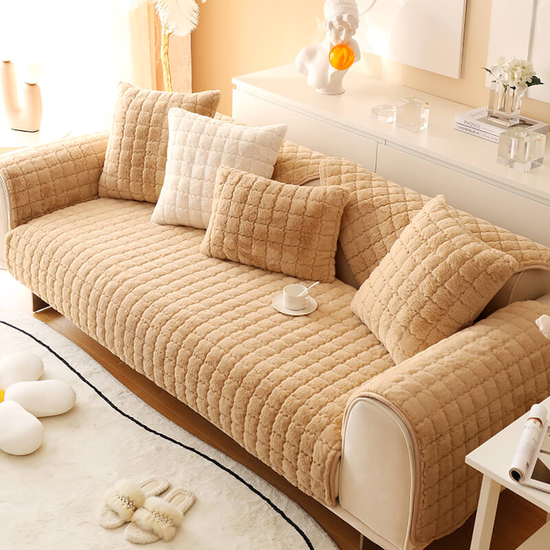 Plush Quilted Sofa Slipcover