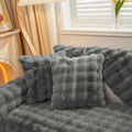 Plush Faux Fur Quilted Sofa Slipcover