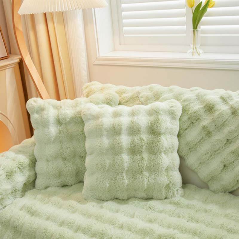 Plush Faux Fur Quilted Sofa Slipcover