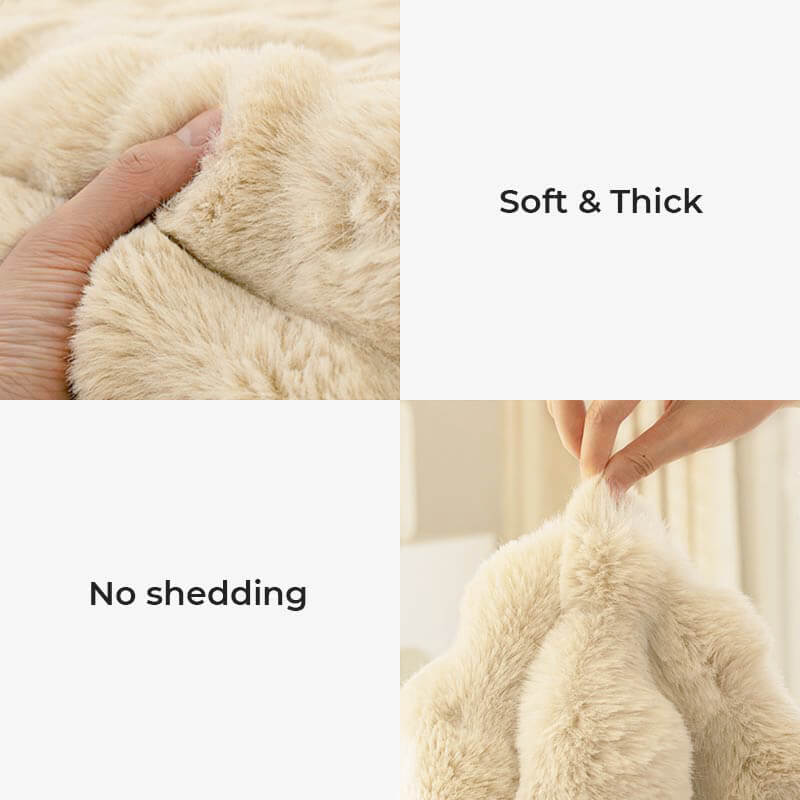 Plush Faux Fur Quilted Sofa Slipcover