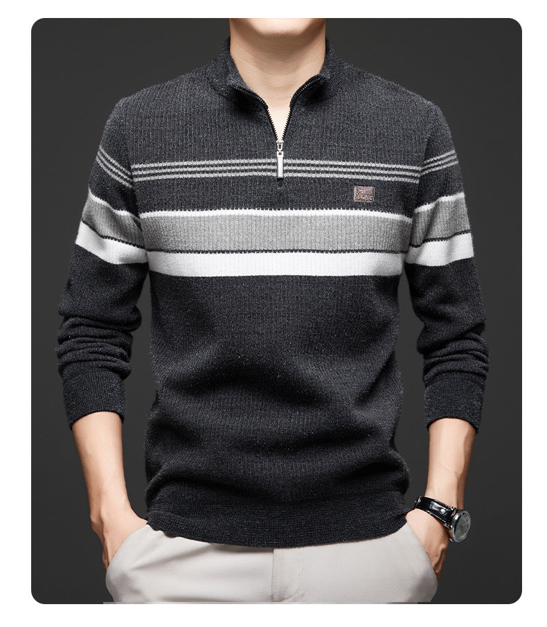 Men's striped color block sweater