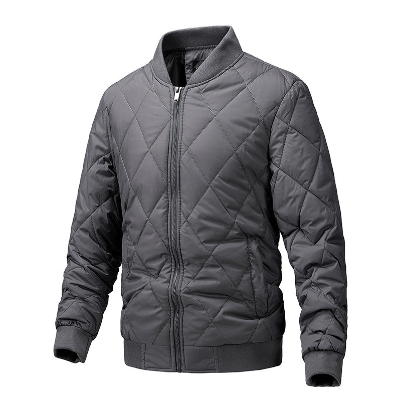 Men’s Quilted Bomber Jacket - Ribbed Collar & Cuffs - Zipper Closure - Insulated Warmth