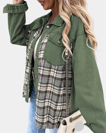 Women's plaid patchwork jacket