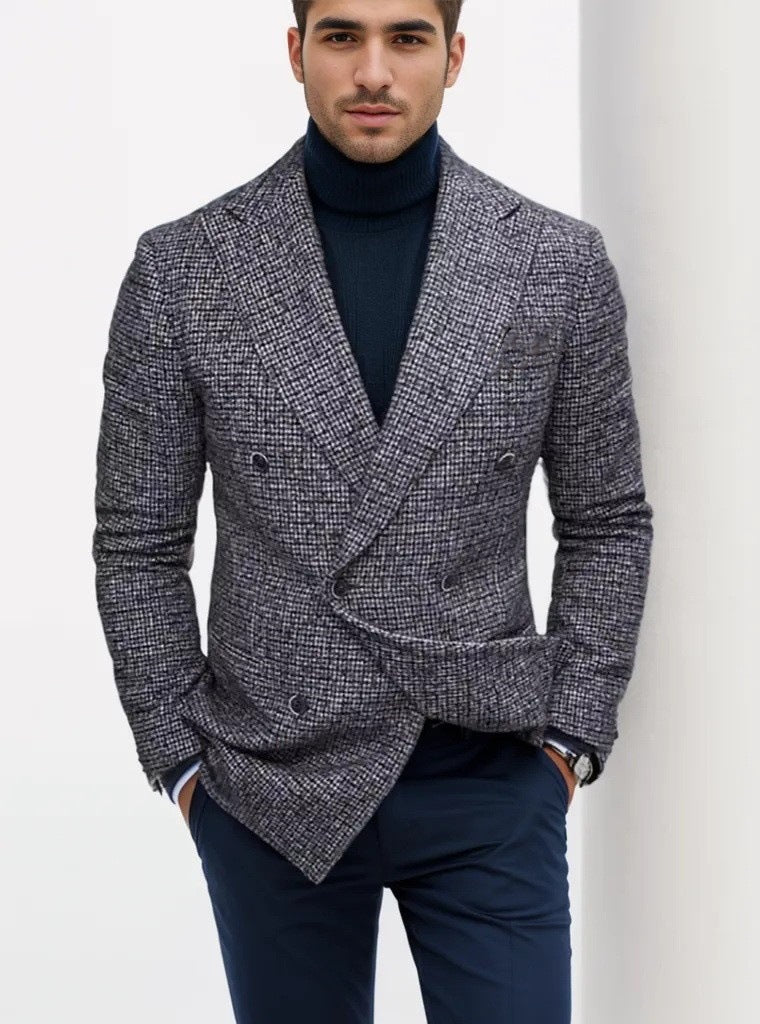 Men's Classic Double-Breasted Blazer - Tailored Fit - Versatile Style