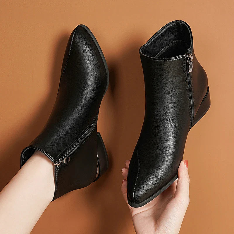 Phoenix | Ankle Boots with Metallic Block Heel