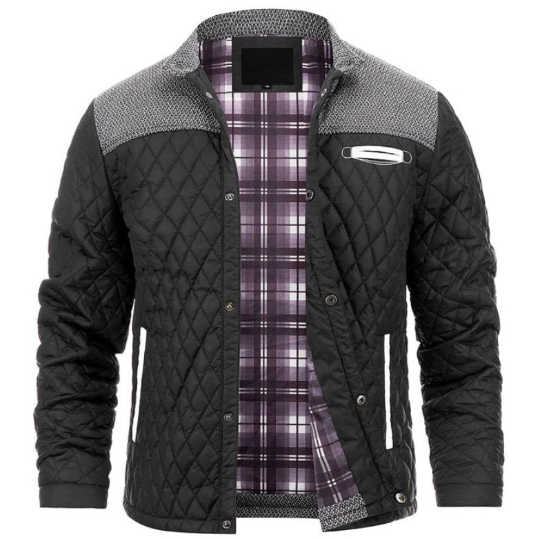 Trendy men's patchwork jacket with single-breasted placket