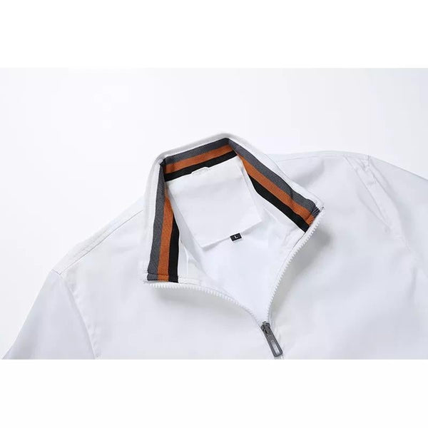 Casual men’s pilot jacket with stand collar and zipper placket