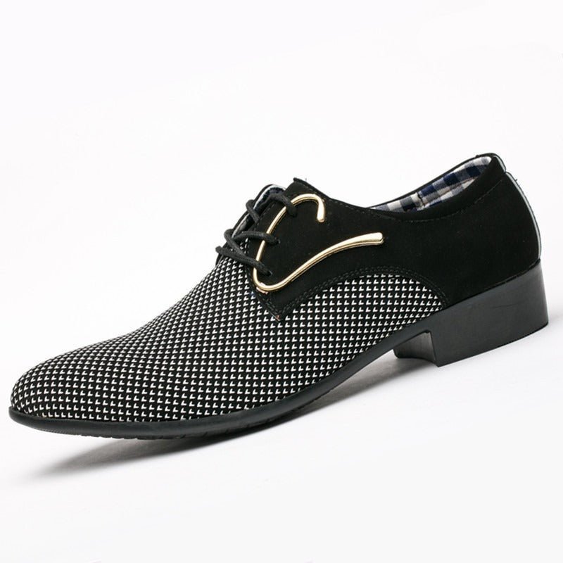 Men’s Dress Shoes - Lace-Up Formal Design - Textured Pattern - Cushioned Insole