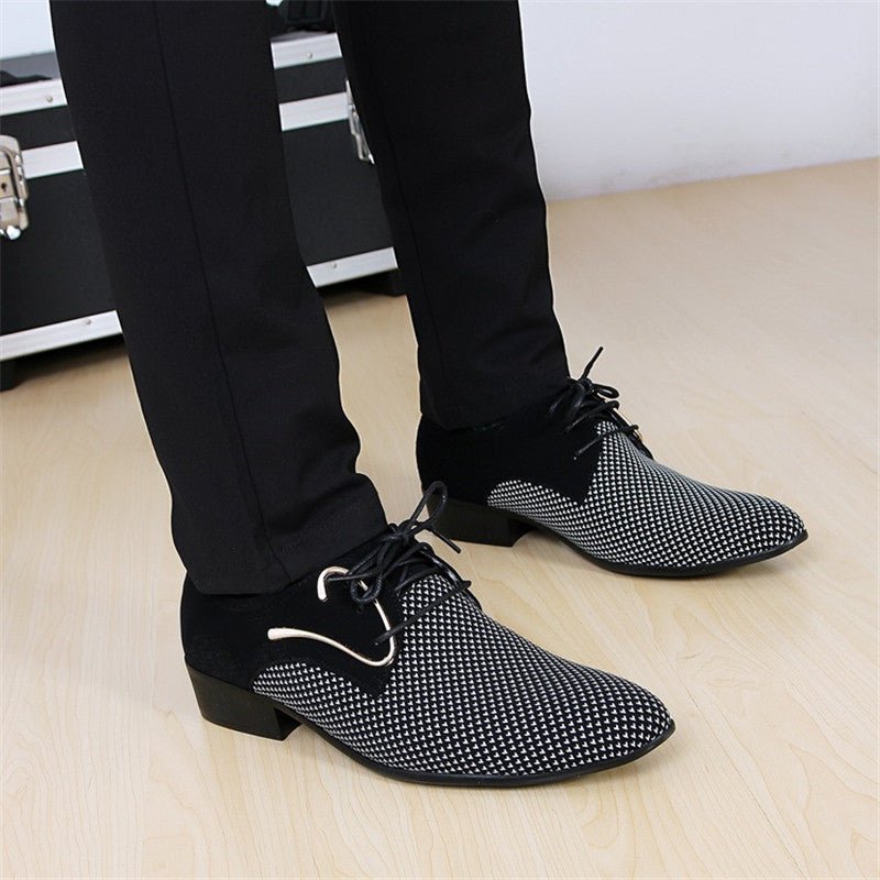 Men’s Dress Shoes - Lace-Up Formal Design - Textured Pattern - Cushioned Insole