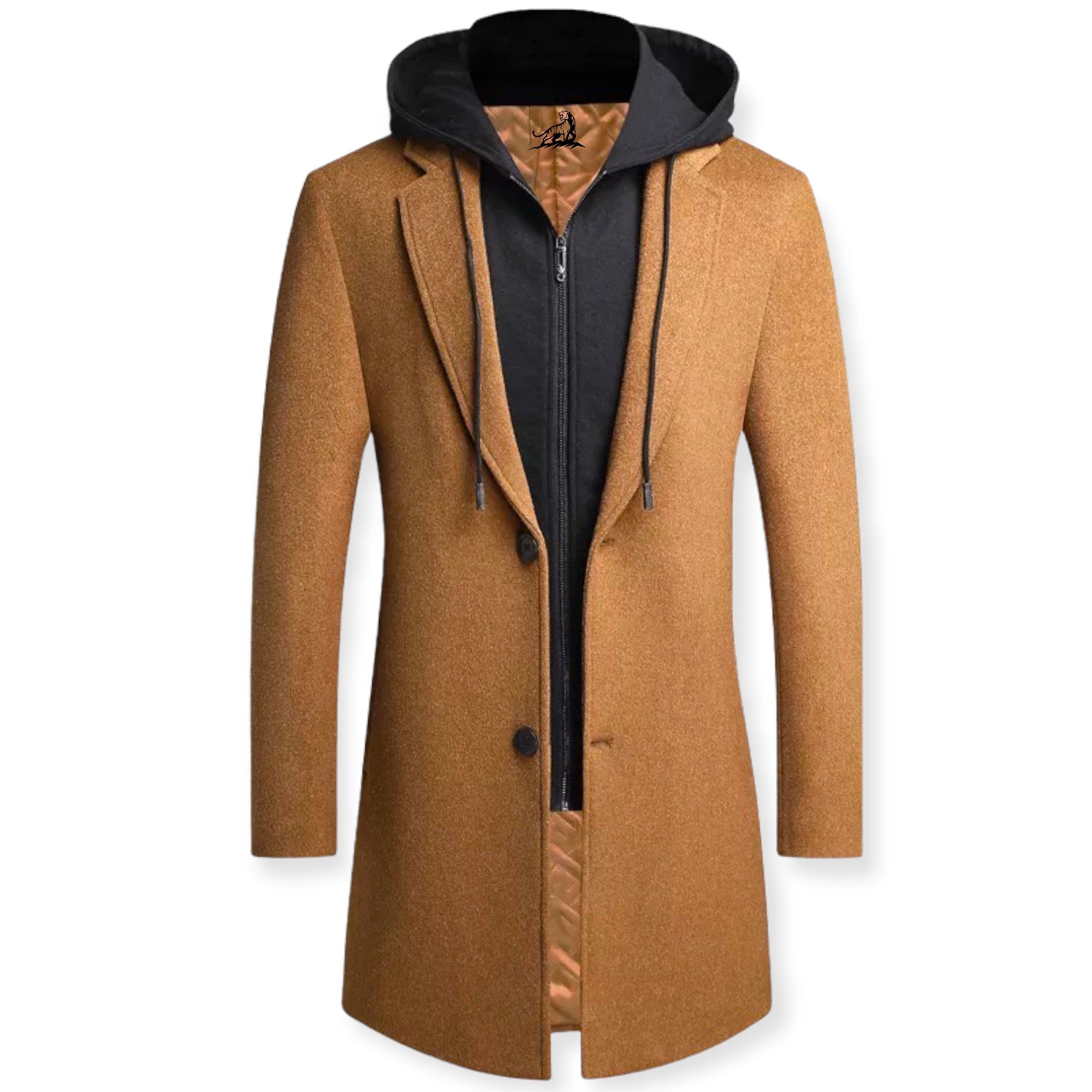 Men's classic trench coat with hood for winter wear