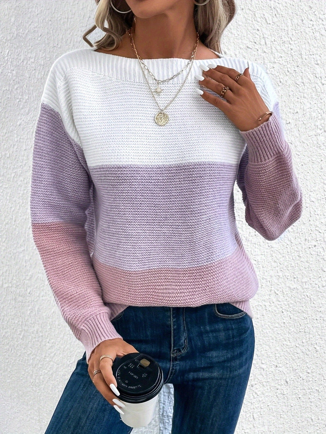 Women's color block oversized sweater for cozy chic vibes