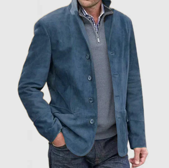 Men's suede blazer jacket for refined casual wear